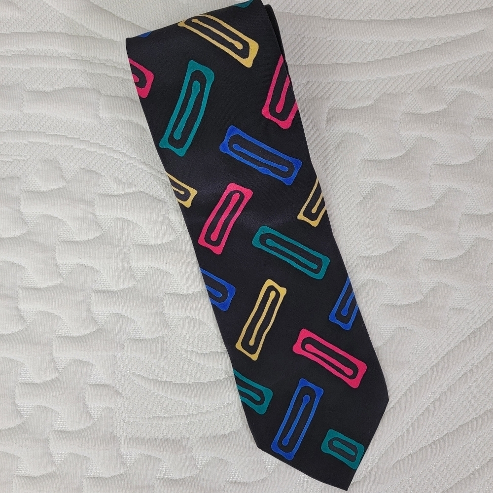 Vintage 80s Robert Daskai 100% Silk Hand Painted Artist Signed Tie Mahtab Aslani